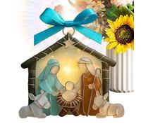 Mxshc Nativity Scene Ornament - Artistic Religious Winter 2D,Nativity Scene Acrylic Sign Desk Decor,for Bedside Study Room Living Room Bedroom Mantel Dorm Nightstand