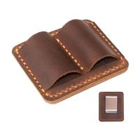 Mxshc Pen Loop Holder Double Pen Clip for Notebook, Leather Pen Holder Notebook Pen Ring Anti-lost Pen Organizer Pen Storage Clip for Notebook Journal 7.5 x 6cm