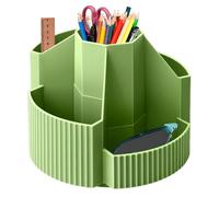 Mxshc Rotating Pencil Pen Holder For Desk 360° Rotating Pen Holder Desk Organiser With 5 Compartments, Pen Pencil Pot Makeup Brush Holder For Kids Marker Holder Art Supply Organizer 13×13×10cm