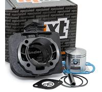 MXT Cylinder SPORT 70 ccm AC 10 mm 2T compatible with Italjet Formula 50 | Ø 47 mm piston, gray cast iron, aluminum, gasket set for Pegasus Sky I 50, Suzuki Katana 50 AC air-cooled up to 1999