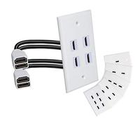 MXTECHNIC Single Port 4K HDMI Wall Plate Outlet Cover with 6 Inch Female to Female High Speed HDMI Pigtail Cable for Video Game Systems,TV Boxes(4-Port)