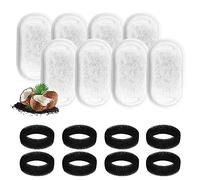 MXTIMWAN Drinking Fountain Cat Replacement Filters, Drinking Fountain Filters, Cat Fountain Pack of 8 Carbon Filters and 8 Foam Filters, Cat Fountain for 3.2 L Stainless Steel Cat Fountain