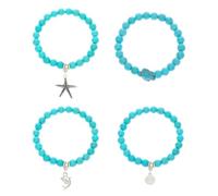 MXUHUI 4PCS Turquoise Bracelet for Women Handmade Adjustable Beaded Stretch Bracelets Set Boho Jewelry for Women, One Size, Turquoise, no gemstone