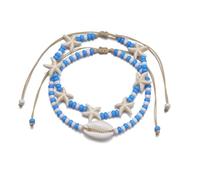 MXUHUI Boho Turtle Starfish Layered Shell Anklet Set Star Beads Ankle Bracelets Beaded Foot Chain Beach Foot Jewelry Accessories for Women, One Size, Metal Beads, no gemstone
