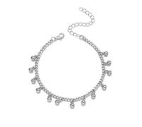 MXUHUI Boho White Beads Pearl Dangle Anklet Beaded Pearl Bracelet Foot Chain Stretch Anklet Summer Beach Jewelry for Women, One Size, Metal, no gemstone