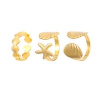 MXUHUI Gold Seashell Rings for Women Stylish Golden Adjustable Ocean Beachy Jewelry Shell Leaf Starfish Rings Perfect Gifts and Decoration Accessories Stuff for Summer Beach Daily Wear, Metal, No