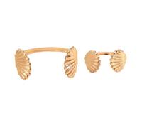 MXUHUI Starfish Shell Bangle Bracelet Adjustable Open Cuff Bracelet Ring Set Ocean Arm Cuff Jewelry Gold Wrist Cuff Bracelet Ring 2pcs, One Size, Metal, No Gemstone