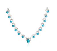 MXUHUI Vintage Teardrop Turquoise Y-Shaped Pendant Necklace for Women Long Western Bohemian Handmade Crystal Beaded Chain Necklaces