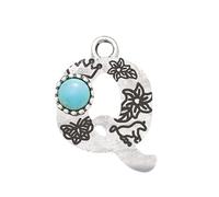 MXUHUI Western Initial Necklace A-Z Letter Pendant Necklace Large Boho Statement Necklace for Women, One size, Metal Turquoise, No Gemstone