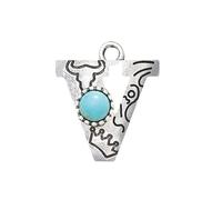 MXUHUI Western Initial Necklace A-Z Letter Pendant Necklace Large Boho Statement Necklace for Women, One size, Metal Turquoise, No Gemstone