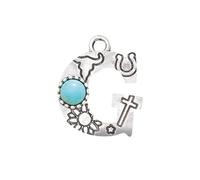 MXUHUI Western Initial Necklace A-Z Letter Pendant Necklace Large Boho Statement Necklace for Women, One size, Metal Turquoise, No Gemstone