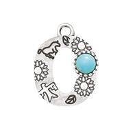 MXUHUI Western Initial Necklace A-Z Letter Pendant Necklace Large Boho Statement Necklace for Women, One size, Metal Turquoise, No Gemstone