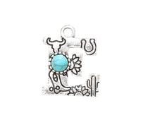 MXUHUI Western Initial Necklace A-Z Letter Pendant Necklace Large Boho Statement Necklace for Women, One size, Metal Turquoise, No Gemstone