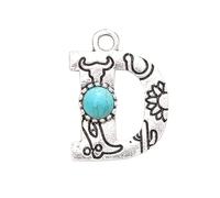 MXUHUI Western Initial Necklace A-Z Letter Pendant Necklace Large Boho Statement Necklace for Women, One size, Metal Turquoise, No Gemstone