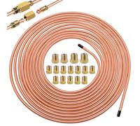 mxuteuk 1/4Inch x 25 ft Brake Line Tubing Kit Flexible Copper Coated Alloy Brake Line Tubing Coil with 16 Inverted Flare Fittings SAE Standard