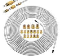 mxuteuk 1/4Inch x 25 ft Brake Line Tubing Kit Flexible Zinc Coated Alloy Brake Line Tubing Coil with 16 Inverted Flare Fittings SAE Standard