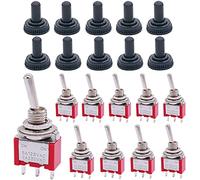 mxuteuk 10Pcs Mini Toggle Switch SPDT 2 Position 3 Pins ON-ON AC 125V 5A with Waterproof Cap MTS-102-10MZ