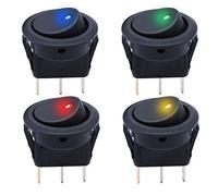 mxuteuk 12pcs 3Blue + 3Green + 3Yellow + 3Red 12V LED Light Round Rocker Electric Switch Toggle SPST On-Off 20A for Car Auto Boat KCD2-102N-2W-4C