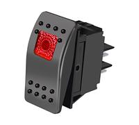 mxuteuk 12V Self-Locking LED Illuminated Rocker Switch 4Pin SPST ON/Off Switch with Red LED Light 20A Car Offroad Push Button Rocker Toggle Switch for Car Boat Marine RK1-06-R