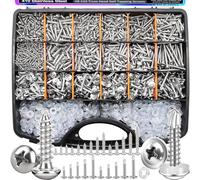 mxuteuk 1505PCS Self Tapping Screws Assortment Kits,#8#10 410 Stainless Steel Truss Head Self Drilling Screws and M2 M3 M4 Carbon Steel Phillips Pan Head Self Tapping Screws for Plastic,Wood