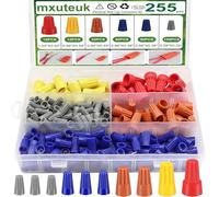 mxuteuk 255PCS Electrical Wire Caps Wire Connectors Nuts Kit, 22-10AWG Insulating Insert Twist Wire Connectors with Spring, Screw on Terminals Assortment Set Quick Connection