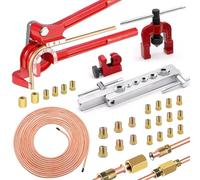 mxuteuk 26Pack 3/16 Inch Brake line kit Include 25 FT Copper-Plated Brake Lines with Fitting(16pcs Fittings,2pcs Union+4pcs Nut) Brake line Bender,Single Flare Tool,Cutter 3/16 Inch Brake line kit