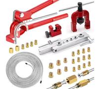 mxuteuk 26Pack 3/16 Inch Brake line kit Include 25 FT Zinc-Plated Brake Lines with Fitting(16pcs Fittings,2pcs Union+4pcs Nut) Brake line Bender,Single Flare Tool,Cutter 3/16 Inch Brake line kit