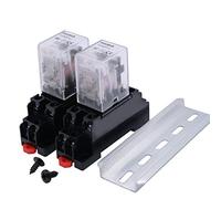 mxuteuk 2pcs HH52P DC 12V Coil 8 Pin 5A DPDT LED Indicator Electromagnetic Power Relay, with Base, with DIN Rail Slotted Aluminum，1 Years Warranty