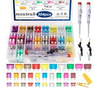mxuteuk 304Pcs Car Fuses Assortment Kit with Fuse Puller and Circuit Tester - Standard & Mini & Low Profile Mini Fuse Kit (3A 5A 7.5A 10A 15A 20A 25A 30A 35A 40A)