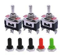 mxuteuk 3pcs Heavy Duty Momentary Rocker Toggle Switch 16A 250V 20A 125V SPDT (ON)/OFF/(ON) 3 Terminal 3 Position + 5pcs Metal Knob Cover Cap Waterproof, Ten-123-5mz-B123