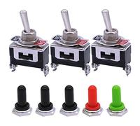 mxuteuk 3pcs Heavy Duty Rocker Toggle Switch 15A 250V SPST ON/OFF 2 Terminal 2 Position + 5pcs Metal Knob Cover Cap Waterproof,Ten-1021-5mz-B101