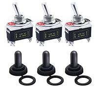 mxuteuk 3Pcs Heavy Duty Rocker Toggle Switch 20A 125V DPST 2 Position 4 Pin ON/Off Switch with Metal Bat Waterproof Cap, 2 Years Warranty Ten-1221-3mz-B201