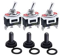 mxuteuk 3Pcs Heavy Duty Rocker Toggle Switch 20A 125V SPDT 2 Position 3 Pin ON/ON Switch with Metal Bat Waterproof Cap Ten-1121-3mz-B102