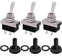 mxuteuk 3Pcs Toggle Switch 12V 25A SPST ON/OFF 2 pin 2 Position Switch with Waterproof Cover for Auto Car UK-KN3D-101
