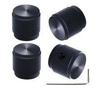 mxuteuk 4pcs Black Aluminum Alloy Potentiometer Control Knob Volume Audio Electric Guitar Bass Screw Type 17 x 16mm (dh) KNOB-04-BK