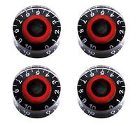 mxuteuk 4pcs Black and Red Electric Guitar Bass Top Hat Knobs Speed Volume Tone AMP Effect Pedal Control Knobs KNOB-S8