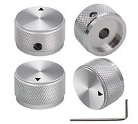 mxuteuk 4pcs Silver Aluminum Alloy Electric Guitar Knobs Speed Volume Tone Control Knobs Potentiometer Control Knobs for Electric Guitar or Precision Bass Screw Type 25 x 15.5mm (d*h) KNOB-03-25SR