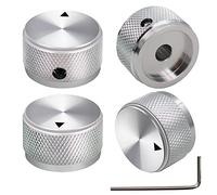 mxuteuk 4pcs Silver Aluminum Alloy Potentiometer Control Knob Volume Audio Electric Guitar Bass Screw Type 25 x 15.5mm (dh) KNOB-03-25SR