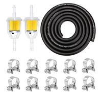 mxuteuk 5/16Inch (8MM) Inch ID Fuel Line kits, 2 Meter / 6-Foot Fuel Line + 2Pcs 1/4 Inch X 5/16 Inch Gas Inline Fuel Filters with Magnet +10 Pcs 15/32''-9/16'' Mini Fuel Hose Clamps Adjustable