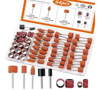 mxuteuk 64Pcs Sanding Bits for Dremel Rotary Tools, 42Pcs Aluminum Oxide Grinding Stones Sanding Drill Bits (1/8 inch Shank) and Sanding Drums, Grinding Bits for Metal Rust Removal Polishing