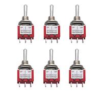 mxuteuk 6pcs Momentary Mini Miniature Toggle Switch 6 Terminal 3 Position DPDT (ON)/Off/(ON) for Car Dash Dashboard 5A 125V 2A 250V MTS-223