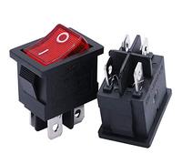 mxuteuk 8pcs Mini Rocker Switch 4Pin ON-OFF Red Light Illuminated Snap-in Car Rocker Toggle Switch DPST 2Position KCD1 Switch AC 250V 6A 125V 10A for Car Auto Boat Household Appliances MXU1-4-201NR