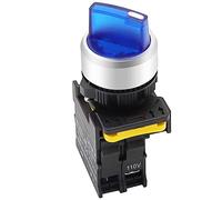 mxuteuk Blue LED Light Voltage 110V-220V 22mm 1 NO 2 Positions Waterproof IP65 Latching Rotary Selector Switch 10A 600V LA155-A1-10XD-B