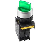 mxuteuk Green LED Light Voltage 110V-220V 22mm 1 NO 2 Positions Waterproof IP65 Latching Rotary Selector Switch 10A 600V LA155-A1-10XD-G