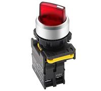 mxuteuk Red LED Light Voltage 110V-220V 22mm 1 NO 2 Positions Waterproof IP65 Latching Rotary Selector Switch 10A 600V LA155-A1-10XD-R