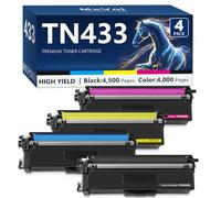 MxVol Compatible Toner Cartridge Replacement for Brother TN-433 TN-431 TN433 (TN433BK, TN433C, TN433M, TN433Y) use for Brother MFC-L8900CDW HL-L8360CDW MFC-L8610CDW HL-L8260CDW Printer, 4-Pack