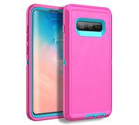 MXX Compatible with Samsung Galaxy S10 Plus Case, 3-Layer Super Protective Full Heavy Duty Tough Rugged Bumper Cover, Shock & Dust Proof, Made for Galaxy s10 Plus Phone Case 6.4" - Pink/Light Blue