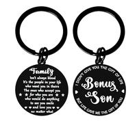 MXXGMYJ Bonus Daughter Son Gifts Keychain for Boys Girls Birthday Christmas Gifts for Stepdaughter Stepson Key Chains, Bonus Son, S