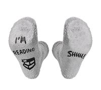 MXXGMYJ Bookish Socks for Women Men - Reading Accessories for Book Lovers - Birthday Gift for Daughter, Mom, Dad, Grey, Medium