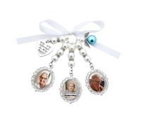 MXXGMYJ Bridal Wedding Bouquet Photo Charm Memory Gifts 1 2 3 Picture Charm Ribbon Bow for Bouquets Accessories for Wedding Day, S, Alloy Steel, No Gemstone